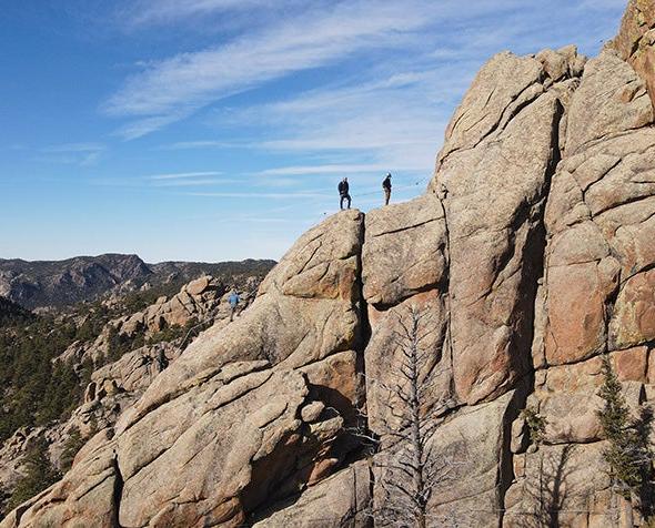 Climbers traverse a ridge at the Kennedy Mountain Campus